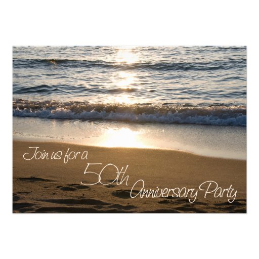 Wave at Sunset 50th Anniversary Invitation Card