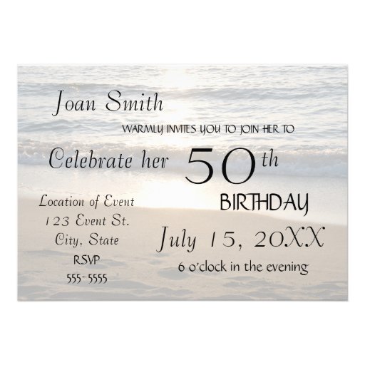 Wave at Sunset 50th Birthday Party Invitation Card