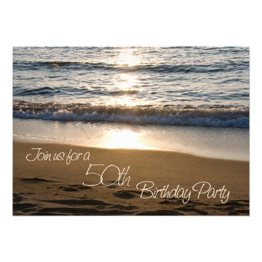 Wave at Sunset 50th Birthday Party Invitation Card