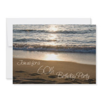 Wave at Sunset 60th Birthday Party Invitation Card