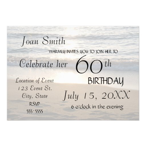 Wave at Sunset 60th Birthday Party Invitation Card
