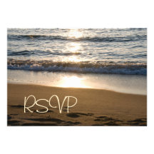 Wave at Sunset RSVP Wedding Card Custom Invite