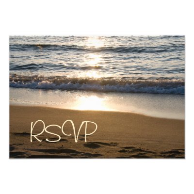 Wave at Sunset RSVP Wedding Card Custom Invite