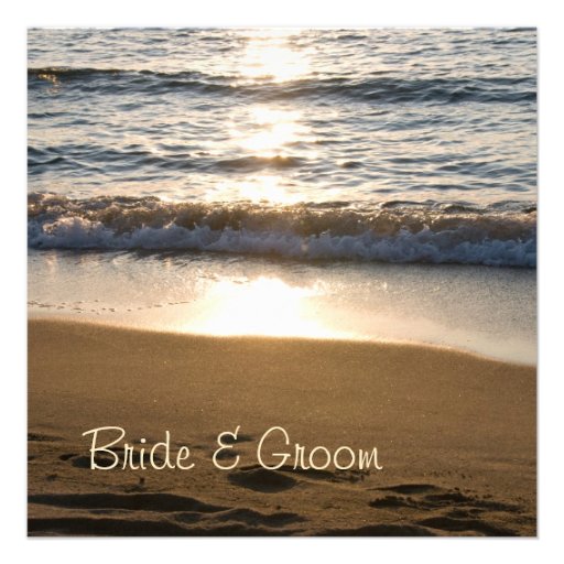 Wave at Sunset Wedding Invitation Cards