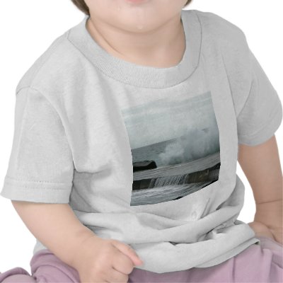 Wave Breaking On Pier Tshirts by lifesphere