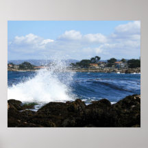 Wave Crashes in Monterey Bay, CA. Print