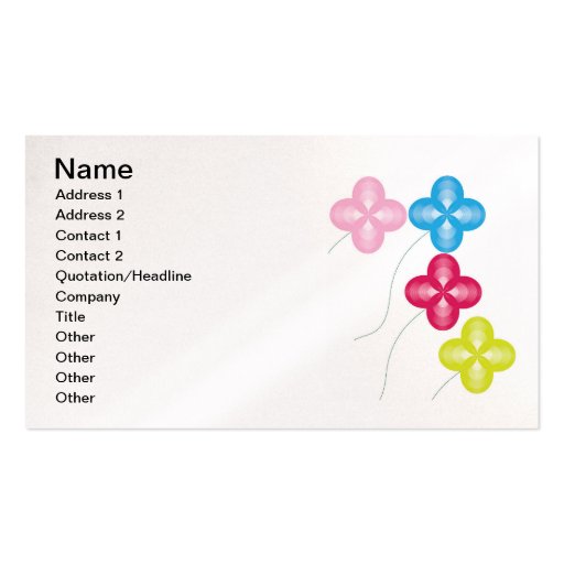 wave-flowers-bunch, Name, Address 1, Address 2,... Business Cards