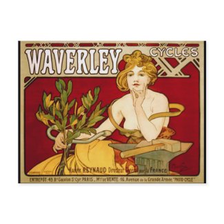 Waverley Cycles - Art Nouveau - Alphonse Mucha postcard