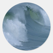 Waves At Ocean Beach Round Stickers
