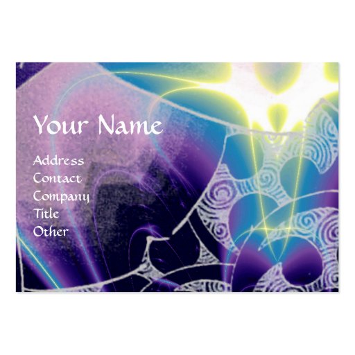 WAVES,bright vibrant blue white purple swirls Business Cards (front side)