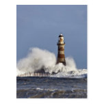 Waves Crashing Against Roker Lighthouse Postcards
