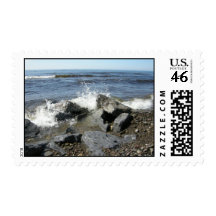 waves crashing ashore postage