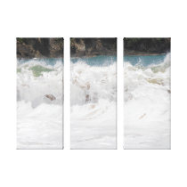 Waves Crashing on Beach - Wrapped Canvas 3 canvas prints