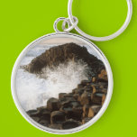 Waves Crashing onto Pilings keychains