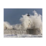 Waves Crashing Up Against A Lighthouse Post Card