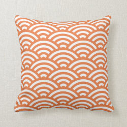 Waves Geometric Pillow in Celosia Orange