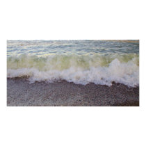 Waves Hitting the Beach Shore 2 Customized Photo Card