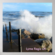 Waves Lyme Regis UK Poster