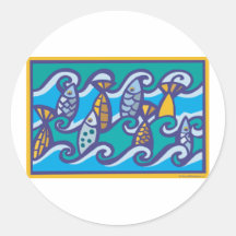 Waves of Fish Stickers