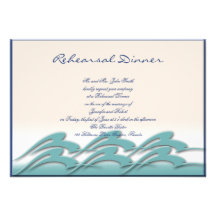 Waves of Love Navy Wedding Rehearsal Invite