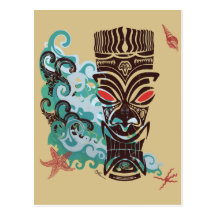 Waves of TIki Post Card
