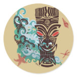 Waves of TIki Round Stickers