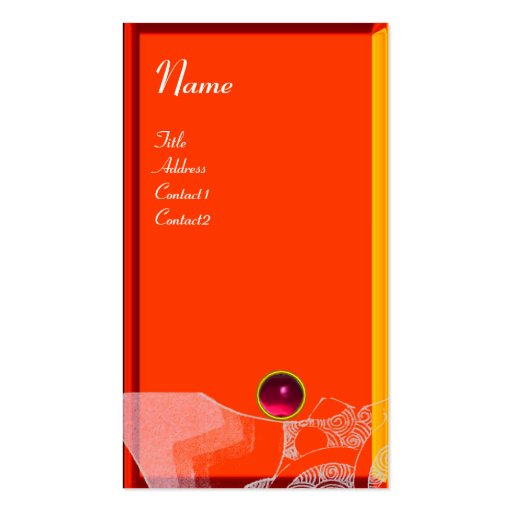 WAVES RUBY MONOGRAM,pink red yellow orange white Business Card Template (front side)