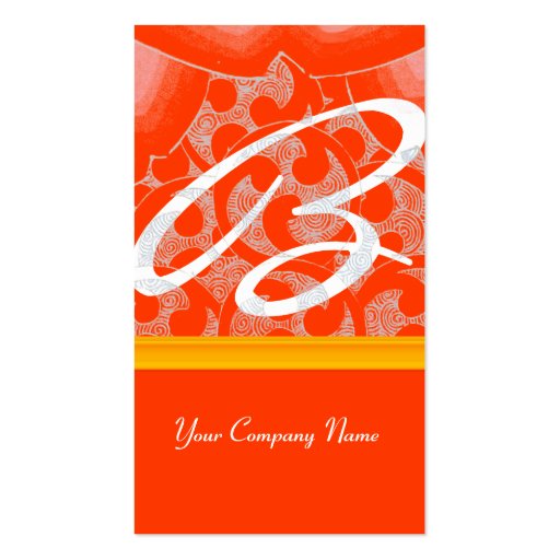 WAVES RUBY MONOGRAM,pink red yellow orange white Business Card Template (back side)
