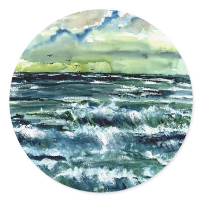 waves seascape art collectible stickers by dereklovessheila