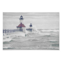 Waves Splash Lake Michigan Lighthouse Superstorm photography