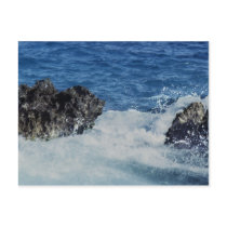 Waves Splashing On Coral Rock postcards
