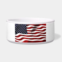 Waving American Flag Dog Food Bowl