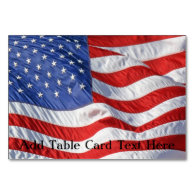 Waving American Flag Patriotic Table Card