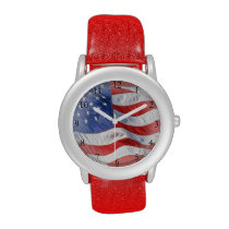 Waving American Flag Wristwatches at Zazzle