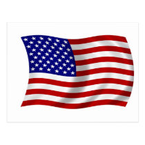 Waving American USA FLAG postcards