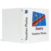 Waving Congo Demo. Rep. Flag with name in Russian 3 Ring Binders