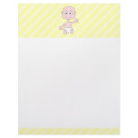 Waving Cute Baby, on yellow stripes. Custom Customized Letterhead