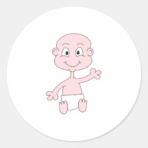 Waving Cute Baby. Round Stickers