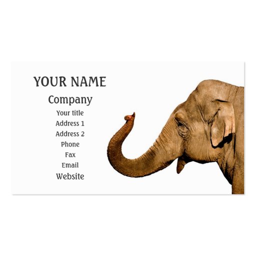 Waving elephant business cards (front side)