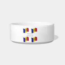 Waving flag and Motto of Andorra Cat Food Bowls