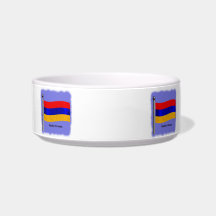 Waving Flag of Armenia Cat Water Bowl