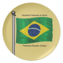 Waving flag of Brazil Plates
