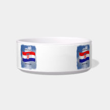 Waving Flag of Croatia Cat Water Bowls