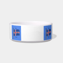 Waving Flag of Iceland Cat Bowls