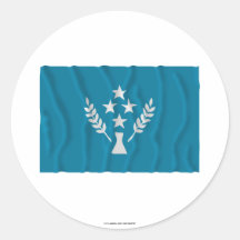 Waving flag of Kosrae Round Stickers