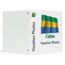 Waving Gabon Flag with name in Russian 3 Ring Binder