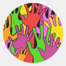 Waving Hands Round Sticker