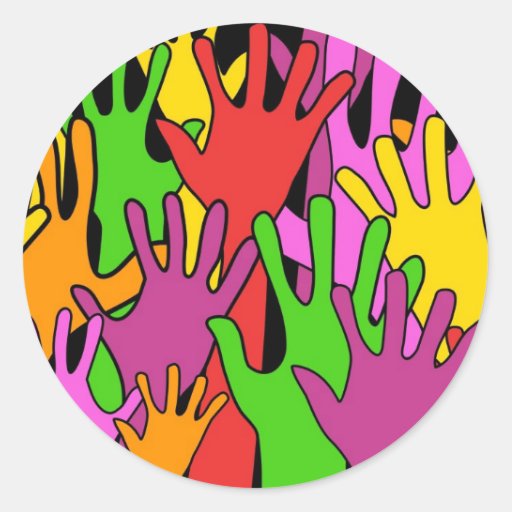 Waving Hands Classic Round Sticker Zazzle