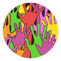Waving Hands Round Sticker