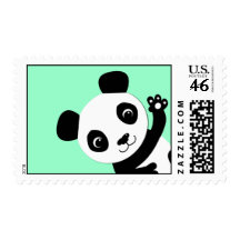 Waving Panda Postage Stamps